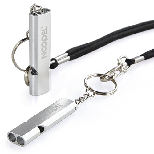 Emergency Survival Whistle Noopel Double Tubes Safety Whistles 2 pack with lanyard and keychain for Boating Outdoor Camping Hiking Backpacking Sports Dog Training - Image 1