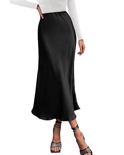 BTFBM 2026 Summer Womens Skirts Silk Elegant High Waist Flowy Long Satin A-Line Midi Skirt Cocktail Wedding Party - Image 1