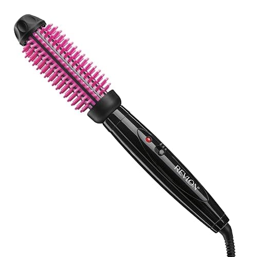 REVLON Silicone Bristle Heated Hair Styling Brush | Fast, Long Lasting Volume for Easy Styling | 1" Barrel for Full Body and Smooth Styles (Black/Pink) - Image 1