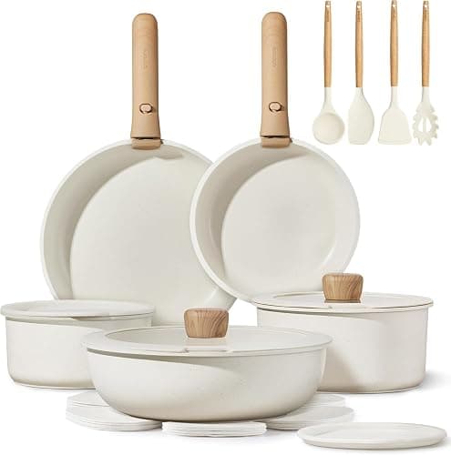 CAROTE 19pcs Pots and Pans Non Stick, Cookware Sets Detachable Handle, Induction Kitchen Pots and Pans,NonStick Cooking Set, Oven/Dishwasher/Fridge Safe, Space Saving - Image 1
