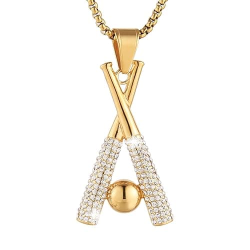 AsAlways Hip Hop Jewelry Iced Out Cross Baseball Bat Pendant Sports 18k Gold Plated Necklace for Men Women - Image 1