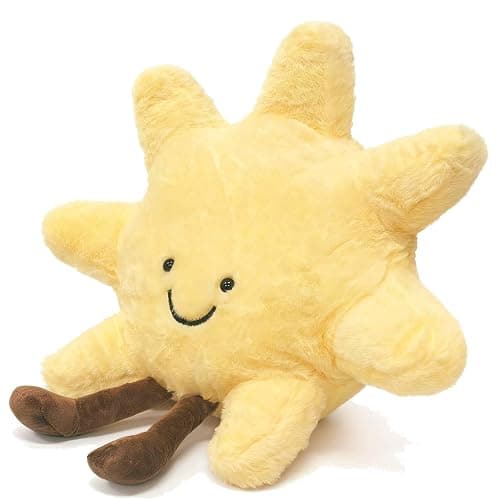 EUEGWYX Sun Shaped Plush 12" Cute Smiling Fun Filled Sun Pillow Sunshine Stuffed Animal Plushie Toy for Birthday Gift - Image 1