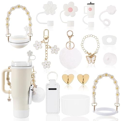 LUOJINYI 15 Stück Stanley Cup Zubehör, Stanley Cup Accessories for Stanley Cup 800 ml - 1100 ml, Stanley Cup Accessory Set, Stanley Quencher Zubehör, Stanley Cup Zubehör Weiß(Becher nicht enthalten) - Weiß - Image 1
