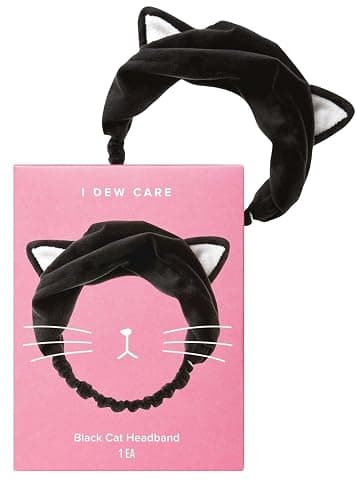 I DEW CARE Face Wash Headband - Black Cat | Adorable Design, Perfect for Washing & Cleansing, Makeup and Spa, Bath, Skincare, Quick Dry, Soft & Fuzzy, Non Slip, Reusable, Teen Girls Stuff - Image 1
