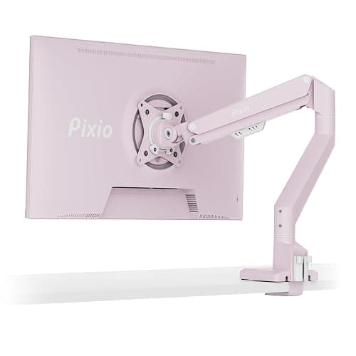Pixio PS1S Wave Pink Single Monitor Arm Stand Desk Mount - Fits up to 32 inches Monitors and up to 19.8lbs. VESA Compatibility and Integrated Cable Management - Image 1
