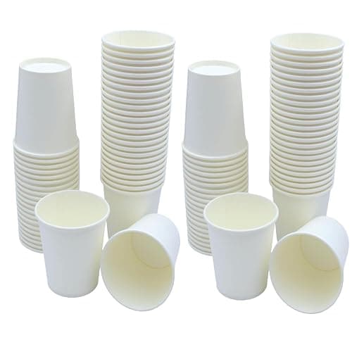 Sunrise Packaging 100 x 7oz White Paper Cups for Hot & Cold Drinks Biodegradable Leak-Resistant Eco-Friendly Single Wall Disposable Coffee/Tea Paper Cups - Image 1