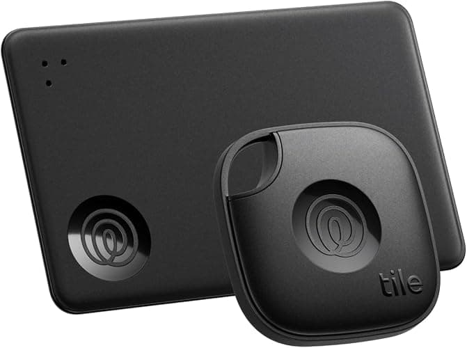 Tile by Life360 Starter Pack - Bluetooth Trackers and Item Finders for Keys, Wallets & More. Both iOS and Android Compatible. Phone Finder. 2-Pack (Black Mate/Slim) - Image 1