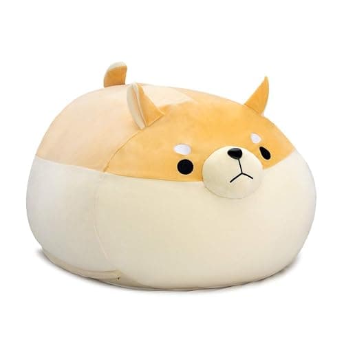 Stuffed Animal Storage Bean Bag Chair Cover for Kids Yellow Dog Shiba Inu Bean Bag Chair for Girls Large Size Toy Organizer Cover Only Without Filling - Image 1