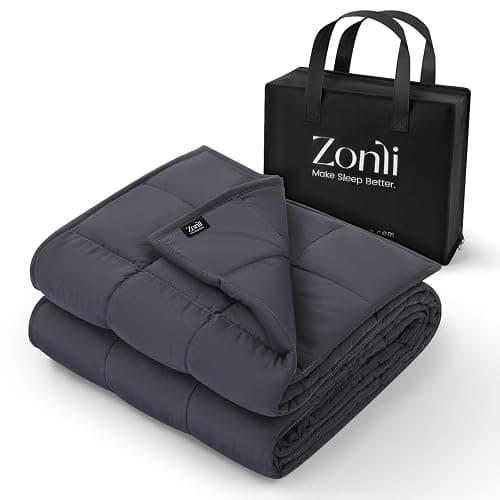 ZonLi Weighted Blanket (60"x80", 20lbs, Dark Grey) Queen Size Weighted Blanket for Adults, High Breathability Heavy Blanket, Soft Material with Premium Glass Beads - Image 1