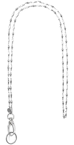 Hidden Hollow Beads Stainless Steel Chain Women's Lanyard, Stronger, Made in USA Teacher ID Badge Card Holder Keys - Stainless Steel - Non Breakaway - Image 1