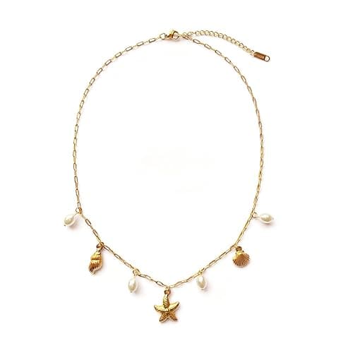 Rumgey Charm Necklace for Women - Dainty Gold Beach Necklace Cute Shell Necklaces Charm Accessory Beach Starfish Pendant Preppy Stuff Summer Jewelry - Image 1