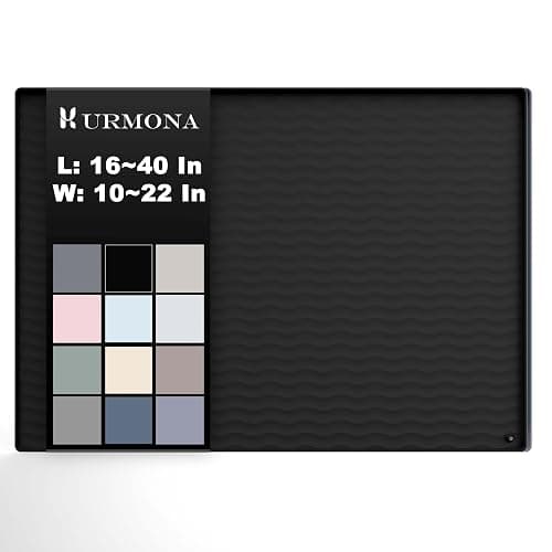 URMONA 19'' x 19'' Waterproof Silicone Under Sink Mat Cabinet and Counter Protector, Shelf Liner for Kitchen and Bathroom, Storage and Organizers, Litter Mat, Pet Cat Puppy Essentials(Black) - Image 1