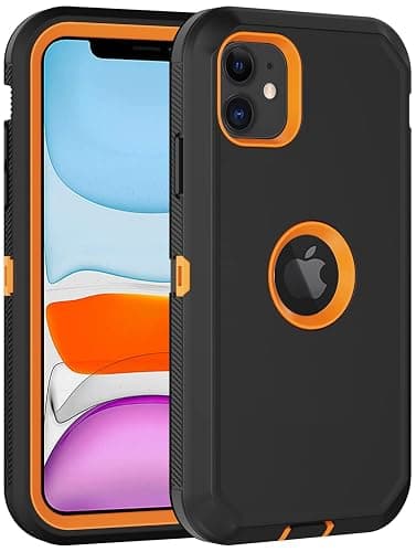 Aimoll-88 for iPhone 11 Case, with Built in Screen Protector Heavy Duty Drop Protection, Full Body Rugged Shockproof Dust Proof 3- Layer Tough Protective Phone Cover for Apple iPhone 11 Black/Orange - Image 1