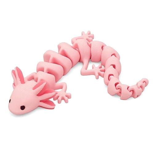 Yipintang 3D Printed Creature Flexible Animals - 7 Inches Fidget Animal for Desk Décor (Pink Axolotl) - Image 1