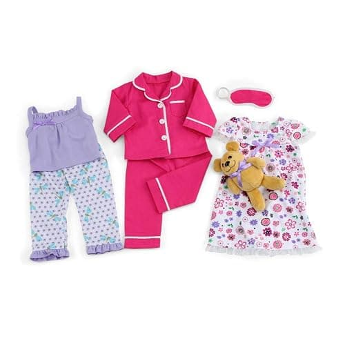 Emily Rose 18 Inch Doll Clothes Cozy Pajamas 18" Doll PJs Sleep Set Collection, with Toy Teddy Bear - 7 PC Value Bundle | Double Reinforced Stitching | USA American Business - Image 1