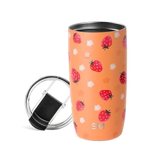 Simple Modern Voyager Tumbler with Flip Lid | Travel Coffee Mug | Insulated Stainless Steel Cold Brew Iced or Hot Coffee Cup | Gifts for Women Men Her Him | 16oz, Strawberry Fields - Image 1