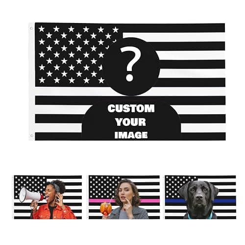 Nxwdwqa Custom Black and White America Flag 3X5 Ft Personalized Flags Design Your Image Funny Tapestry Poster For Decorate Clubs Concerts Bars University Dormitories Living Rooms Bedrooms - Image 1
