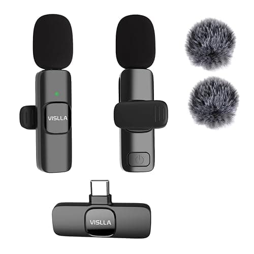 Vislla Wireless Lavalier Microphone for iPhone 15/16/17 Series, iPad and Android Devices, Noise Cancelling,Bluetooth Mini Lapel Microphone for Vlogging/YouTube/Live Streaming/Tiktok/Interview - Image 1