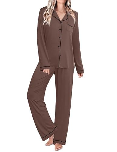 Ekouaer Womens Classic Sleepwear Long Pajama Set S-XXL - Image 1