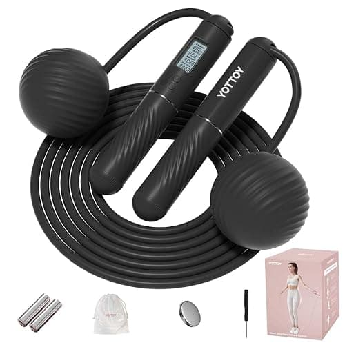 YOTTOY Skipping Ropes for Adults -Cordless Counter Jump Rope with Large Cordless Ball-Weighted Jump Rope for Women with LCD Display - Image 1