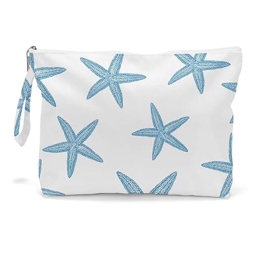 Fokongna Wet Bag, Travel Wet Dry Bag Water Proof Beach Bags for Swimsuit Beach Pool Diapers Dirty Yoga Gym Clothes Zipper Pouch, for Women Sister Friends Ocean Sea Shells Makeup Bag - Starfish 03 - Image 1