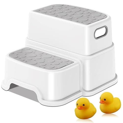 Toddler Step Stool,2 Step Stools for Kids with Anti-Slip Surface and Rubber Bottom, Kids Step Stool Poop Stool for Toilet Potty Training, Bathroom, Kitchen(Include 2 Ducks) - Image 1