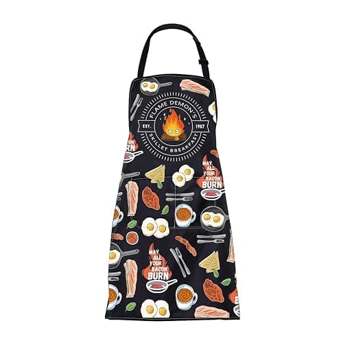 CMNIM Calcifer Apron Japanese Anime Gifts for Cartoon Lovers Fans Calcifer's Skillet Breakfast Aprons Fire Demon Flame Gift - Image 1