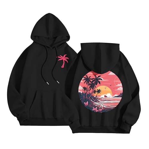 Puff Graphic Oversized Hoodies for Women Teen Girls Kids Trendy Cute Preppy Sweatshirt Long Sleeve Y2K Tops with Pockets - Image 1