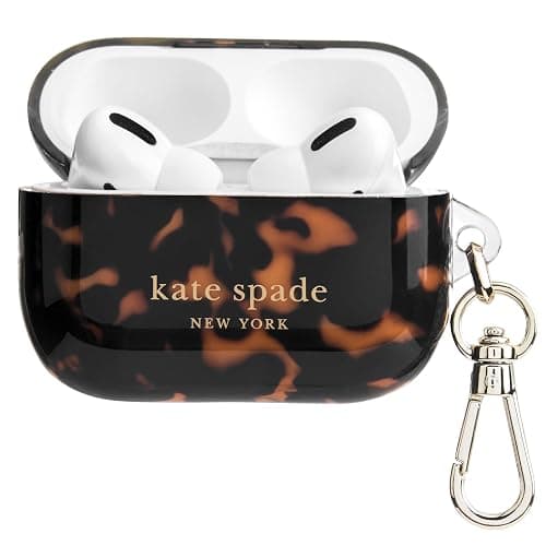 kate spade new york AirPods Pro Protective Case with Keychain Ring - Tortoiseshell, Compatible with AirPods Pro 2nd / 1st Generation - Image 1