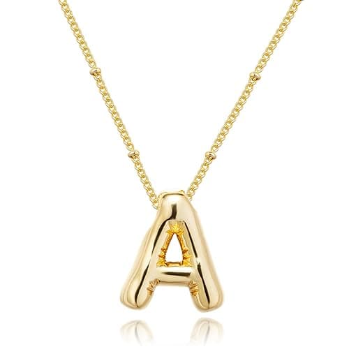 SELFROSE Initial Necklaces for Women,Trendy Gold Letter Necklace Dainty Gold Letter Necklace Chunky Initial Pendant Charm Custom Name Jewelry for Women Gifts - Image 1