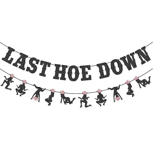 Last Hoedown Western Cowgirl Bachelorette Party Banner for Space Cowgirl, Last Rodeo Hoedown, Nash Bash Nashville Bachelorette Party Decorations (Black) - Image 1