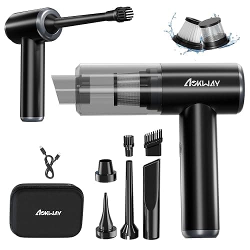aokway Car Vacuum Portable Cordless 15000PA Powerful Suction, 7500mAh, 4-in-1, High Power Mini Vacuum Cleaner for Car, Home, PC, Keyboard, Desk Cleaning Small Handheld Rechargeable (Black) - Image 1