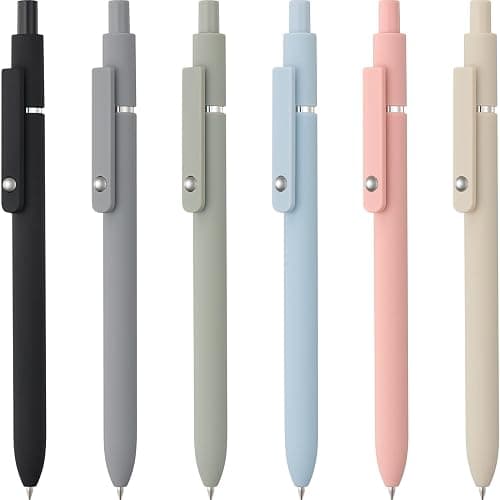 LINFANC 6 Pack Cute Gel Pens, Retractable Quick Dry Gel Ink Pen, Fine Point 0.5mm Black Ink Rolling Ball Gel Pens, Smooth Writing Aesthetic Pens for Home School Office Supplies - Image 1