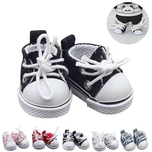 Cute Doll Shoes for Labubu, 2025 New Mini Shoes for 17cm Labubu Clothes Accessories, Mini Finger Shoes for Labubu Doll Accessories Dress up Unique Style (Black) - Image 1