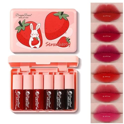 6 Colors Lip Tint Stain Set, Korean Velvet Watery Lip Stain Moisturizing Mini Liquid Lipstick, Multi-use Lip and Cheek Tint, Long lasting Non-Stick Cup Waterproof, Lip Color Makeup - Image 1