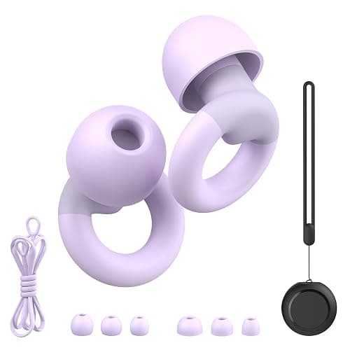 JUSTRVN Earplugs for Sleeping,Noise Reduction Soft Silicone Ear plugs with 7 Pairs Ear tips&One Connection Cord,Hearing Protection Reusable Earplugs for Sleeping,Concert,Work&Sound Reduction 25dB-30db - Image 1