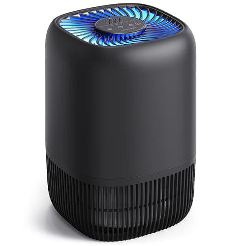 VOOPNU Air Purifiers for Bedroom, High Efficiency Filter, 1076 Ft², Black | for Pet Hair Odors Pollen Smoke, with 3 Speeds Timer Aroma 22dB Quiet 360°Intake, Compact Air Cleaner for Home Dorm Room - Image 1