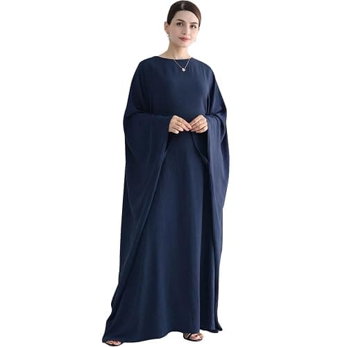 Women Muslim Abaya Dress 1Piece Bat Sleeve Islamic Maxi Robe Fashion Jilbab for Women Eid Kaftan Muslim Robe - Image 1