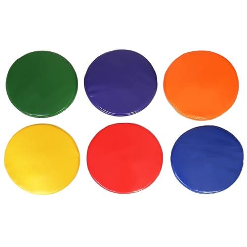 Fun & Function Squeaky Marking Spots - 6 Poly Spot Markers That Squeak - 8 Inch Floor Spots for Kids - Classroom Floor Dots - Non-Slip Poly Vinyl Circle Spots for Kids 18 Months+ - Image 1