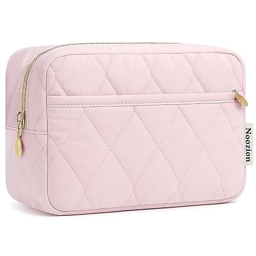 Noozion Makeup Bag Travel Toiletry Bag, Puffy Padded Cosmetic Bag for Women, Makeup Organizer Case, Wide-open Pouch Purse, Travel Essentials - Image 1