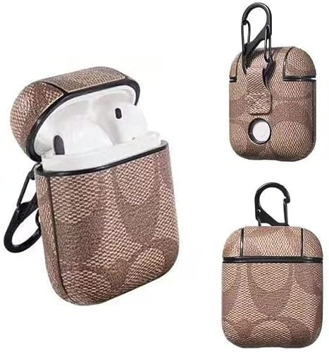 SMAIGE Design for Airpods 1&2 Case,Luxury Stylish PU Leather Airpods Case with Carabiner Anti-Slip Scratch Resistant Drop Proof Full Cover for Airpods Accessories Gifts for Women Girls - Image 1