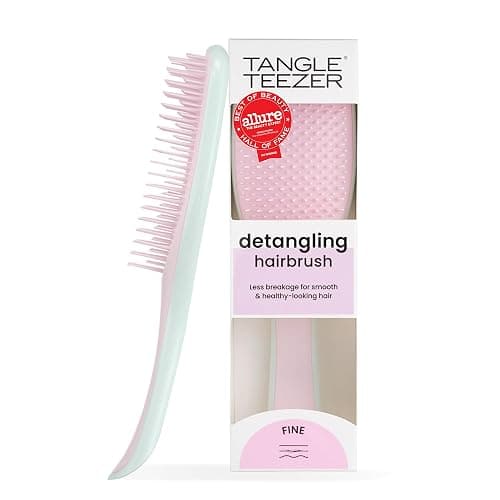 Tangle Teezer Fine Ultimate Detangler Brush for Fine Hair, Pink & Mint | Patented two-tier, soft-flex teeth detangles & reduces breakage on wet or dry hair; Shower-friendly hairbrush for fine hair - Image 1