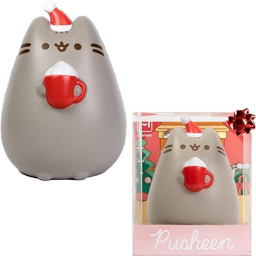 Hamee Pusheen The Cat Christmas Jumbo Squishy Toy Collectible Slow Rising Cute SquiSHU Birthday Gift, Party Favors, Stress Relief – Holiday Pusheen with Hot Cocoa - Image 1