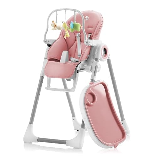Sweety Fox Baby High Chair Adjustable to 7 Different Heights - Pink Baby Chair - Silla para Comer de Bebe - Foldable High Chairs for Babies and Toddlers - Image 1