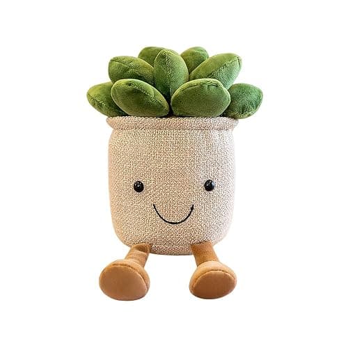 XZJMY 1Pack Succulents Plush Toy,Potted Plant Stuffed Plush Pillow Decoration,Cute Plants Plush Toy, Plush Toys Gift for Kids Girls (Khaki,Succulents) - Image 1