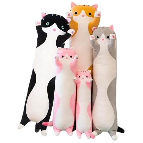 Long Cat Plush Pillow Soft Cat Hugging Pillow Stuffed Animal Pillow Cute Kitty Sleeping Throw Pillow Gift for Kids (70cm/27.55inch,Gray - Image 1