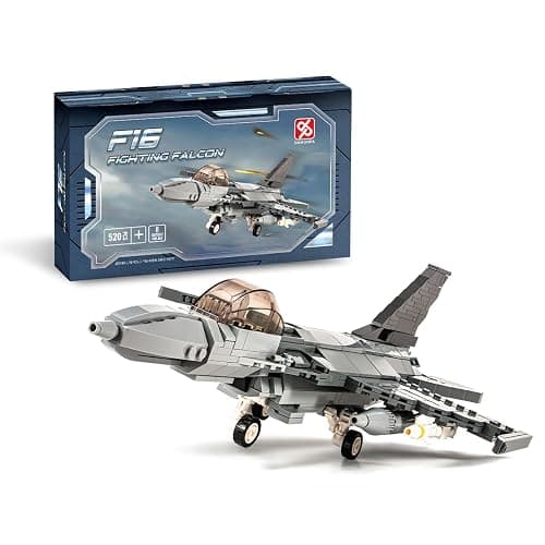 DAHONPA F-16 Fighter Falcon Jet Aircraft Building Set, 521 Pcs Military Airplane Model Kit, DIY Assembly & Educational Construction Toy Gift for Kids & Adults - Image 1