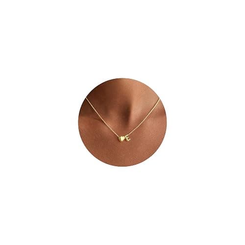 M MOOHAM Dainty Heart Initial Necklaces for Women Girls Gifts - 14K Gold Plated Tiny Heart Initial Necklace Jewelry Personalized Birthday Gifts for Women Teen Girls Trendy - Image 1