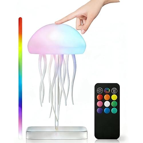 Rabziziya Jellyfish Lamp Remote & Touch Control RGB Gradient Rechargeable Dancing Tentacles Night Light, Bedroom Desk Decor for Adults Teens Stress Relief - Image 1