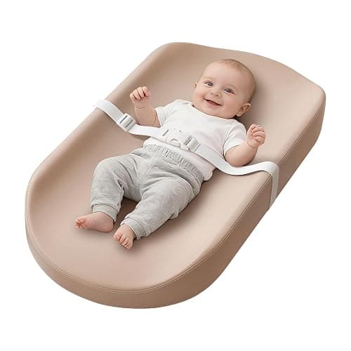 YACODAVO Baby Changing Pad with Vegan Leather Cover, Waterproof & Wipeable Changing Pad for Toddler, Flat Foam Travel Diaper Changing Pad for Dresser and Table, Brown - Image 1
